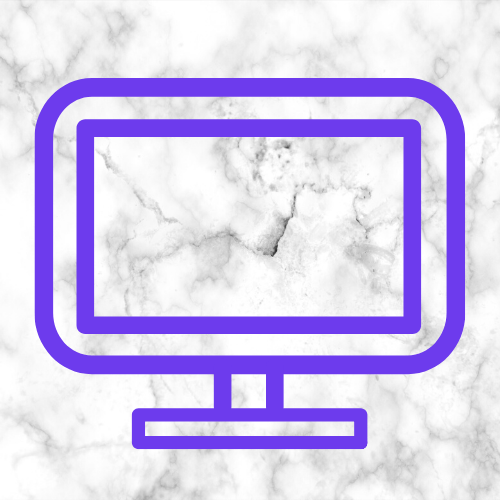 A stylized illustration of a desktop computer